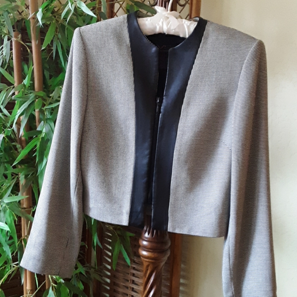Leather Trimmed Zip Jacket